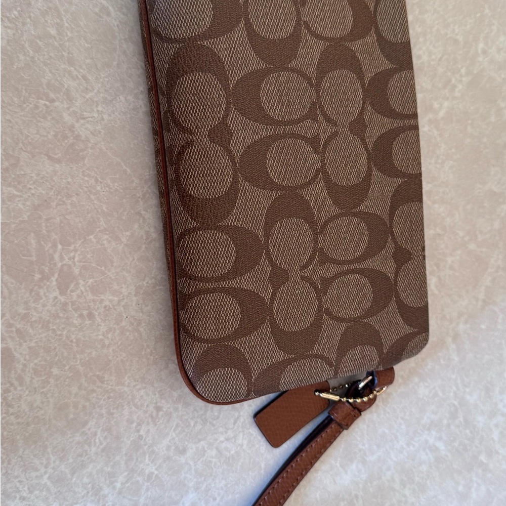 Coach Brown Signature Wristlet